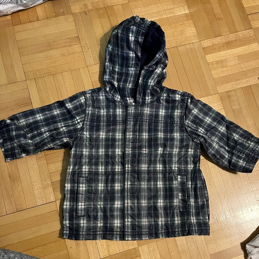 NWOT baby GAP navy blue plaid raincoat